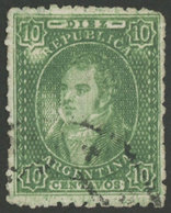 168 ARGENTINA: GJ.23, 10c. Semi-clear Impression, Fantastic Example With White Spots - Other & Unclassified