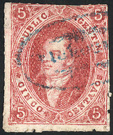 184 ARGENTINA: GJ.26, 5th Printing, Rare CLEAR IMPRESSION, Carmine Rose, Used In Con - Other & Unclassified