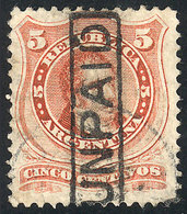 196 ARGENTINA: GJ.38, With Spectacular Framed UNPAID Foreign Cancel, Extremely Rare - Other & Unclassified