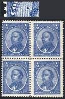 201 ARGENTINA: GJ.80, 1888 ½c. Urquiza, Mint Block Of 4, One With Variety: Notable S - Otros & Sin Clasificación