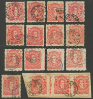 204 ARGENTINA: GJ.84, 13 Stamps With Interesting Cancels + Fragment With 3 Examples, - Other & Unclassified