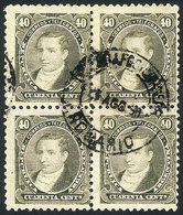 207 ARGENTINA: GJ.112, 40c. Moreno, Block Of 4 Cancelled CERTIFICADO - ROSARIO, VF A - Other & Unclassified