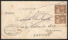 222 ARGENTINA: GJ.217, Pair ½c. Liberty Franking A Cover With PRINTER MATTER Used In - Otros & Sin Clasificación