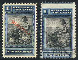 226 ARGENTINA: GJ.235, MNH Example With Red MUESTRA Ovpt + Used Example With Shifted - Autres & Non Classés