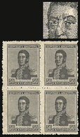 241 ARGENTINA: GJ.509, Block Of 4, One With RETOUCHES In Nose And Eye, VF Quality! - Autres & Non Classés