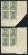 245 ARGENTINA: GJ.548, Corner Block Of 4, One Stamp With VARIETY: Incomplete Impress - Altri & Non Classificati