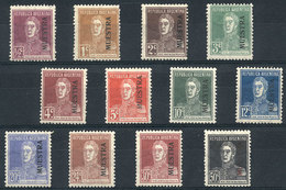 246 ARGENTINA: GJ.562/573, 1923 San Martín With Period (some Perforation Can Be 13½) - Otros & Sin Clasificación