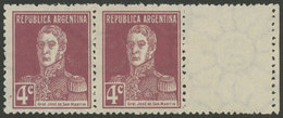251 ARGENTINA: GJ.598CD, 1924 4c. San Martín W/o Period, WITH LABEL AT RIGHT, Mint W - Otros & Sin Clasificación