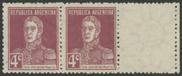 251 ARGENTINA: GJ.598CD, 1924 4c. San Martín W/o Period, WITH LABEL AT RIGHT, Mint W - Sonstige & Ohne Zuordnung