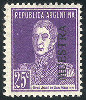 254 ARGENTINA: GJ.604, 25c. 1924 San Martín W/o Period, With MUESTRA Overprint, VF Q - Altri & Non Classificati