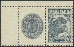 281 ARGENTINA: GJ.874CZ, 1942/52 10c. Bull With Wavy Rays Wmk, WITH LABEL AT LEFT Sh - Other & Unclassified