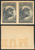 282 ARGENTINA: GJ.874, 1942 20c. Bull, PROOF In The Adopted Color, Imperforate Pair - Altri & Non Classificati