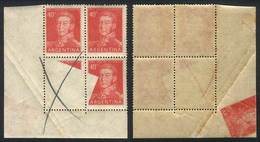 298 ARGENTINA: GJ.1041, Fantastic Corner Block Of 4 With Variety: One Stamp Almost C - Altri & Non Classificati