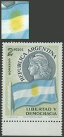 300 ARGENTINA: GJ.1106, 1958 2P. Argentina Flag With DOUBLE IMPRESSION OF THE SUN Va - Altri & Non Classificati