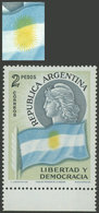 300 ARGENTINA: GJ.1106, 1958 2P. Argentina Flag With DOUBLE IMPRESSION OF THE SUN Va - Other & Unclassified