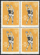 303 ARGENTINA: GJ.1151a, 1959 Basketball, Block Of 4 With TORCH OMITTED Variety, MNH - Other & Unclassified