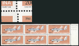 319 ARGENTINA: GJ.1980, Block Of 6 With Variety: STEPPED PERFORATION Between The Top - Otros & Sin Clasificación