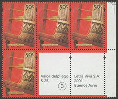 327 ARGENTINA: GJ.3091bCO2, 2000/8 50c. Indegenous Cultures, Block Of 4 Stamps + 2 L - Other & Unclassified