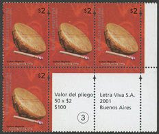 330 ARGENTINA: GJ.3095aCO3, 2000/8 2P. Indegenous Cultures, Block Of 4 Stamps + 2 La - Other & Unclassified