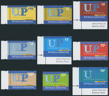 335 ARGENTINA: GJ.3178/3186, 2002/8 UP Stamps, Complete Set Of 9 Values With Matte G - Other & Unclassified