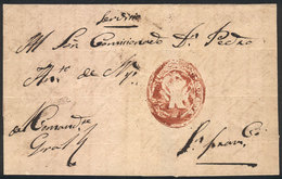 417 ARGENTINA: "Folded Cover Used In 1850s (genuine), With A FORGED Pre-stamp Mark " - Other & Unclassified