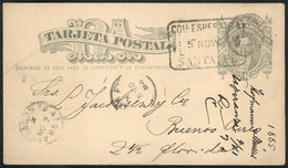 440 ARGENTINA: "4c. Postal Card Sent To Buenos Aires On 5/NO/1885, With Rectangular - Other & Unclassified