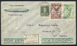 489 ARGENTINA: Registered Airmail Cover Sent From B.Aires To Spain On 29/JUN/1934 Fr - Otros & Sin Clasificación