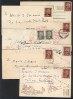 512 ARGENTINA: 7 QSL Cards Posted In 1953 And 1954, All Franked With 10c. (or Pair O - Other & Unclassified