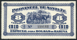 532 ARGENTINA: Province Of SANTA FE: Rare Revenue Stamp Of 8c. Of The Year 1910, Spe - Other & Unclassified