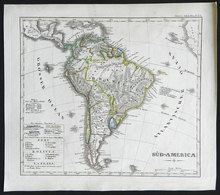 571 ARGENTINA: Very Old Map (circa 1830) Of South America, Printed In Germany, Size - Other & Unclassified