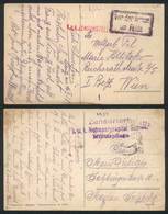 590 AUSTRIA: 2 Postcards Sent From The War Front In 1916/8, Stampless, And With Mili - Otros & Sin Clasificación