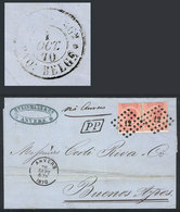 604 BELGIUM: "30/SE/1870 ANVERS - Argentina: Folded Cover Franked With Pair Sc.21a ( - Other & Unclassified