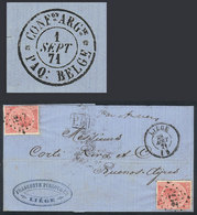 605 BELGIUM: "28/AU/1871 LIÉGE - Argentina: Entire Letter Franked With 2x Sc.21 (Leo - Sonstige & Ohne Zuordnung