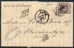 606 BELGIUM: "2/APR/1872 LIEGE - Argentina: Entire Letter Franked By Sc.36 (1 Fr. Le - Otros & Sin Clasificación