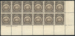 616 BOLIVIA: "Yvert 120A (Sc.127), 1919 2B. Sepia, Coat Of Arms, Large Corner Block - Bolivia