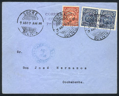 624 BOLIVIA: 7/AU/1925 Sucre - Cochabamba First Airmail (Mü.5a), Cover Of Very Fine - Bolivia