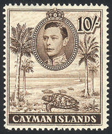 676 CAYMAN ISLANDS: Sc.111a, 1943 Turtles 10Sh. Perforation 14, Mint Very Lightly Hi - Cayman (Isole)