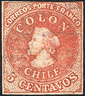 690 CHILE: "Yvert 5, PROOF On Paper (""papel Romaní""), Unwatermarked, With Tiny Def - Cile