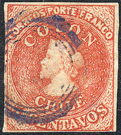 701 CHILE: Yvert 8, With VIOLET Cancel, 4 Margins, Very Fine Quality! - Cile