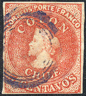 701 CHILE: Yvert 8, With VIOLET Cancel, 4 Margins, Very Fine Quality! - Chili