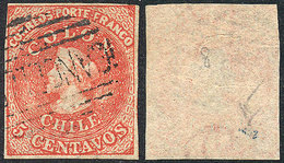 704 CHILE: Yvert 8, With Variety: Very Shifted Watermark, Half At Top And Half At Bo - Chile