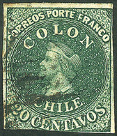 709 CHILE: Yvert 10a, 20c. Dark Green, 3 Margins, Good Example, Catalog Value Euros - Chile