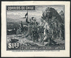 716 CHILE: Sc.214, 1941 Santiago 400 Years  $1.80, Die Proof In Gray-black, Excellen - Cile