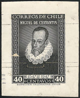 718 CHILE: Sc.250, 1947 CERVANTES 400th Anniv., Die Proof In Black, Minor Defect, Ex - Chile