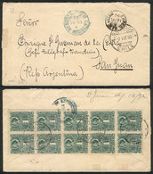 722 CHILE: 2/AU/1892 Santiago - San Juan (Argentina), Cover Franked On Back With Blo - Cile