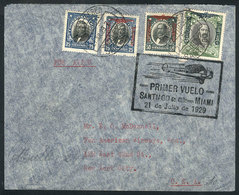 726 CHILE: 21/JUL/1929 First Flight Santiago - Miami, Cover Of VF Quality! - Chile