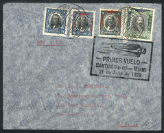 726 CHILE: 21/JUL/1929 First Flight Santiago - Miami, Cover Of VF Quality! - Chili