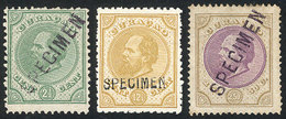 754 CURACAO: Yvert 1 + 5 + 12, 1873/89 William III 2½c., 12½c. And 2G., All With SPE - Curaçao, Antilles Neérlandaises, Aruba