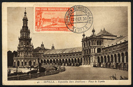 770 SPAIN: SEVILLA: Ibero-American Expo, Plaza De España, Maximum Card Of 12/OC/1930 - Tarjetas Máxima