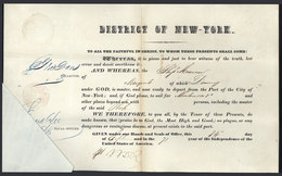 803 UNITED STATES: "Document Issued By The Authorities Of New York In SE/1844 Certif - United States